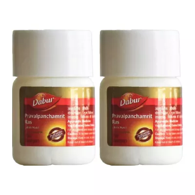 Dabur Praval Panchamrit Ras ( With Moti) (20tab, Pack of 2)