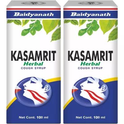 Baidyanath Ayurved Kasamrit Herbal Cough Syrup (100ml, Pack of 2)